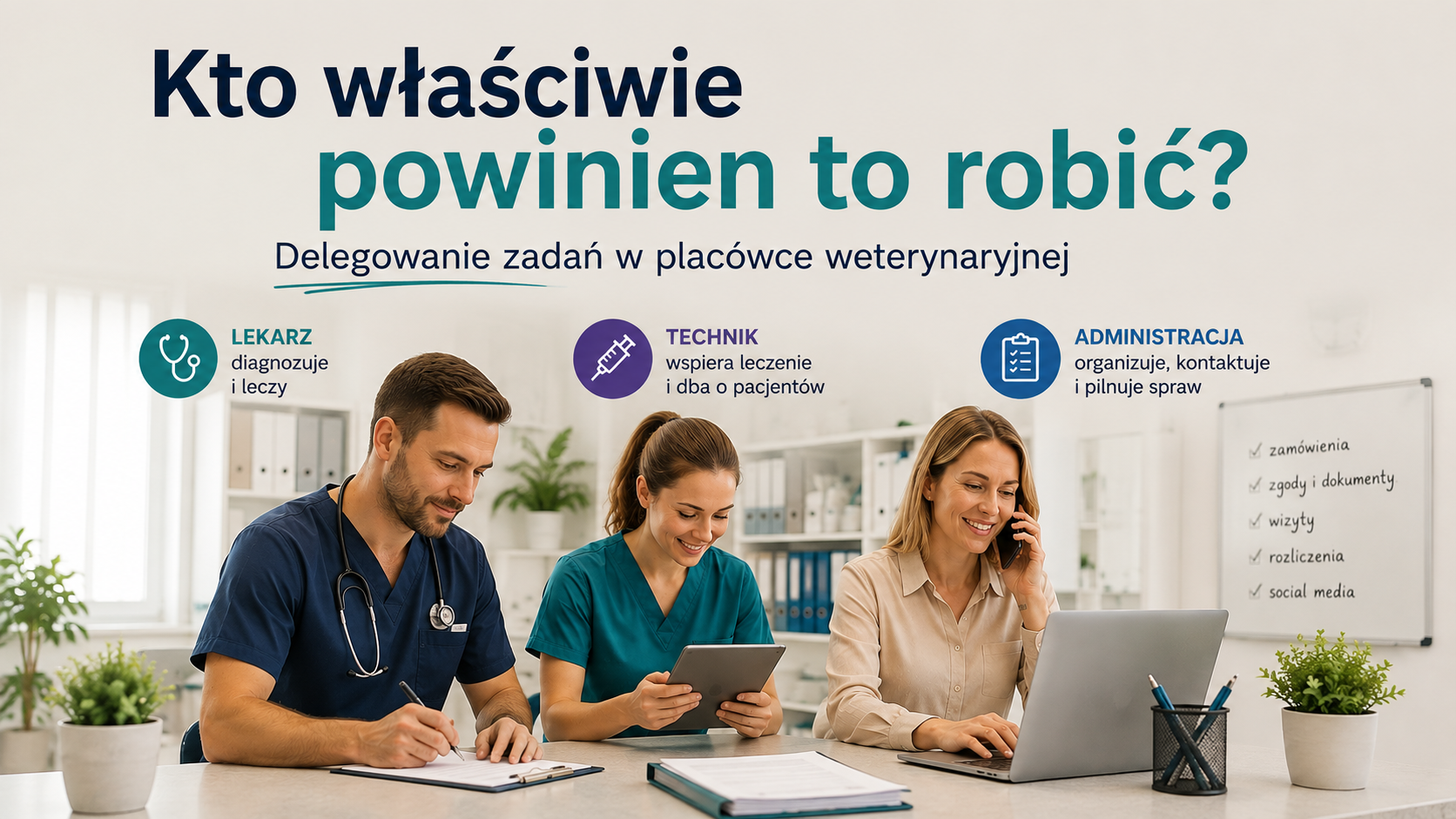 Delegowanie zadań w placówce weterynaryjnej – co powinien robić lekarz, co zespół, a co można przekazać poza placówkę?